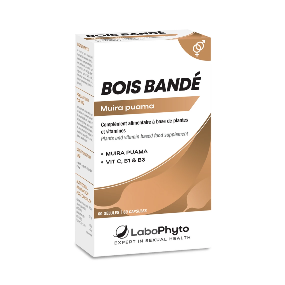 Boîte de 60 gélules de bois bandé Muira Puama Labophyto